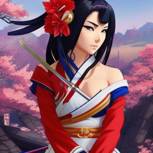 Anime Geisha with Katana Character Design