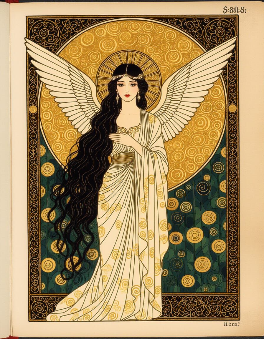 Sada: Angelic Beauty in Klimt-Inspired Illustration