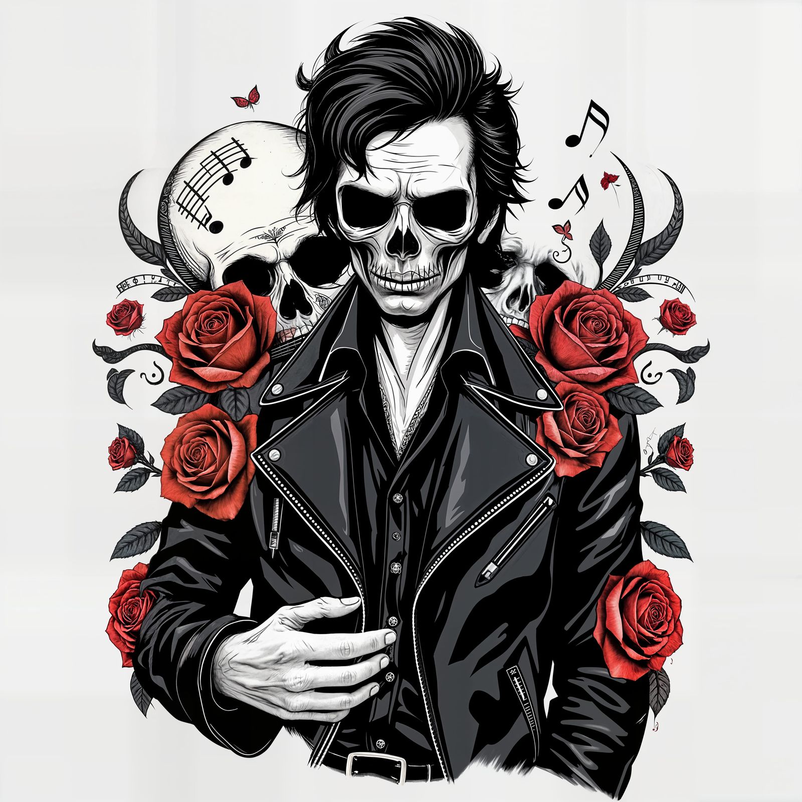Johnny Cash Inspired Skull Art in Gothic Style