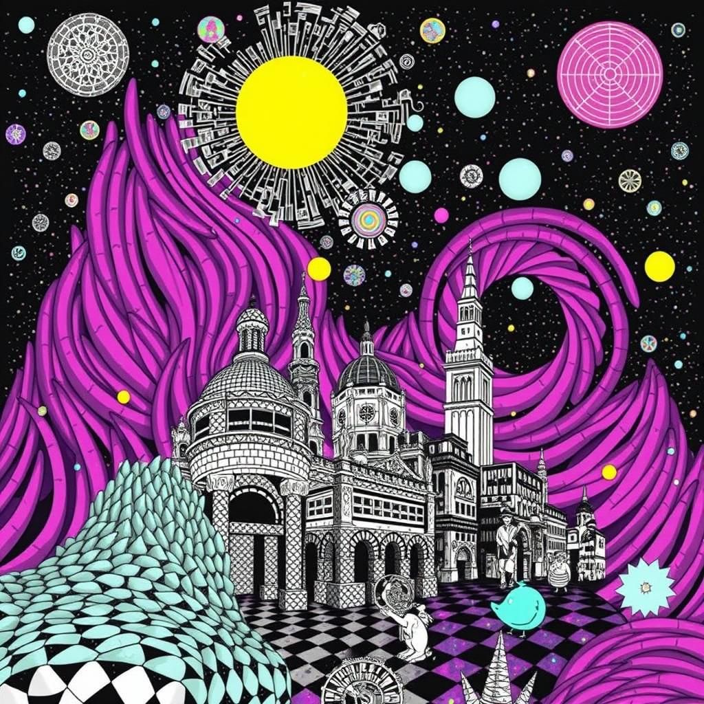 Fluorescent Neoncore Cityscape in Vivid Color