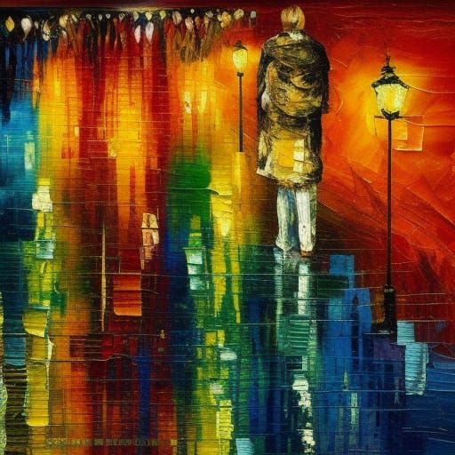 Colorful Expressionist Oil Painting with Textured Impasto