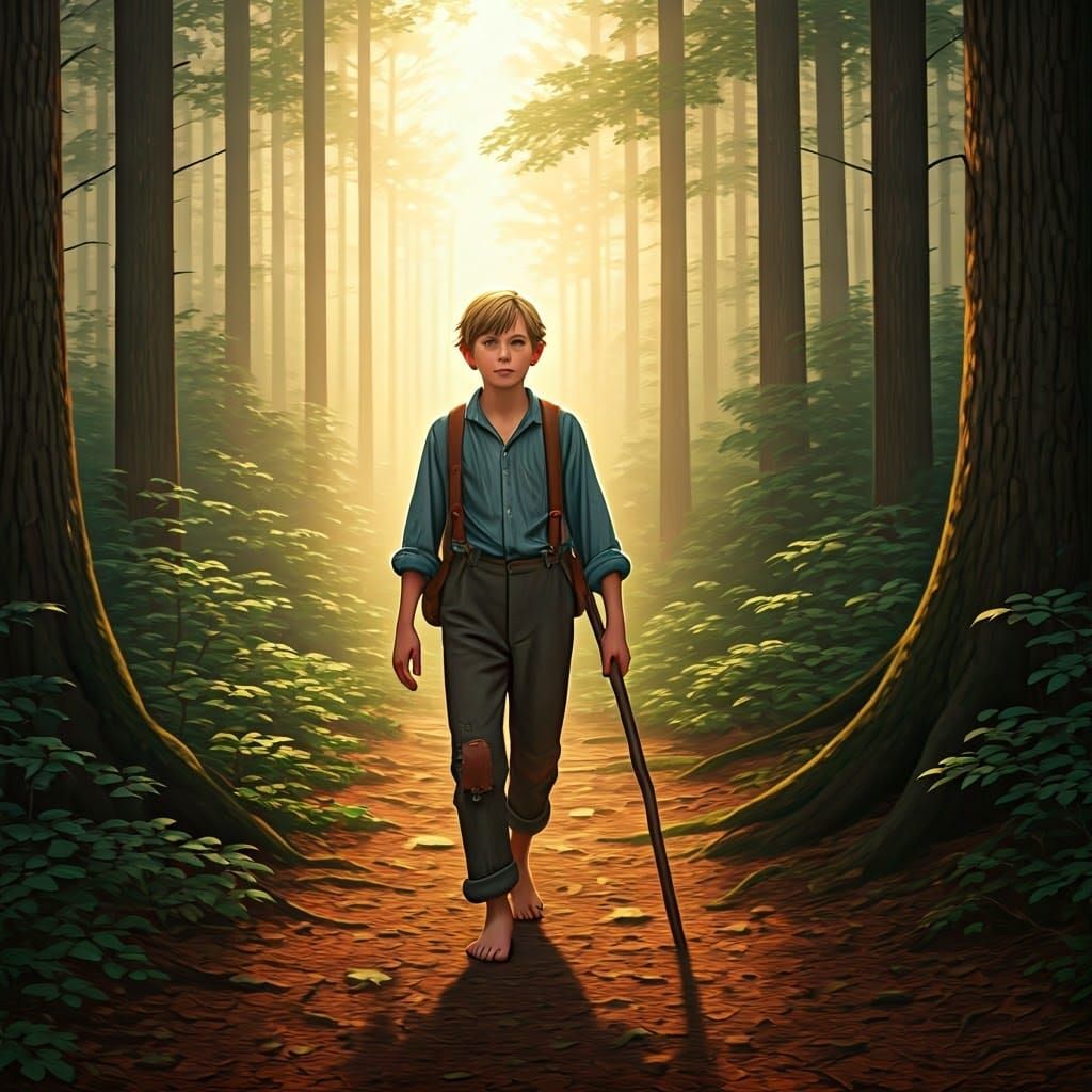 Tom Sawyer's Forest Adventure in Nostalgic Realism