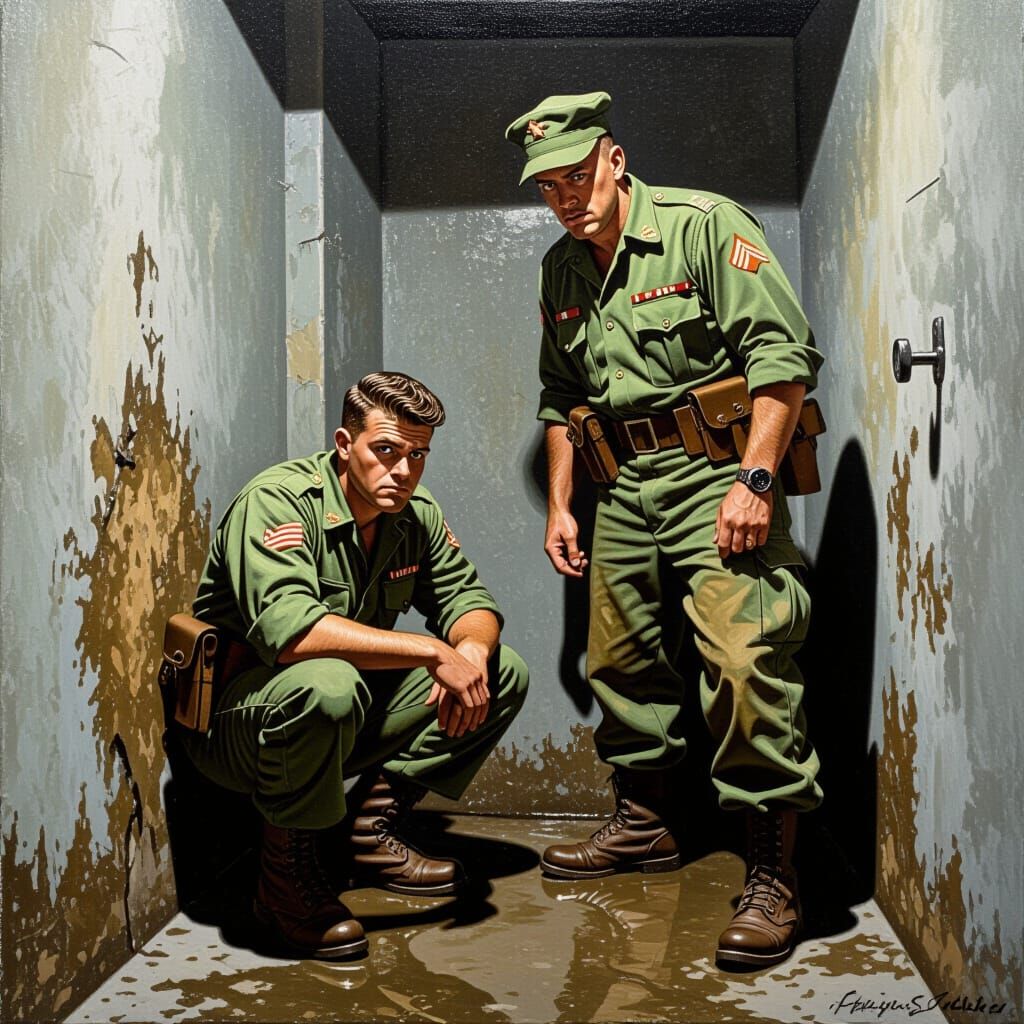 Gritty Latrine Scene in Earthy Tones