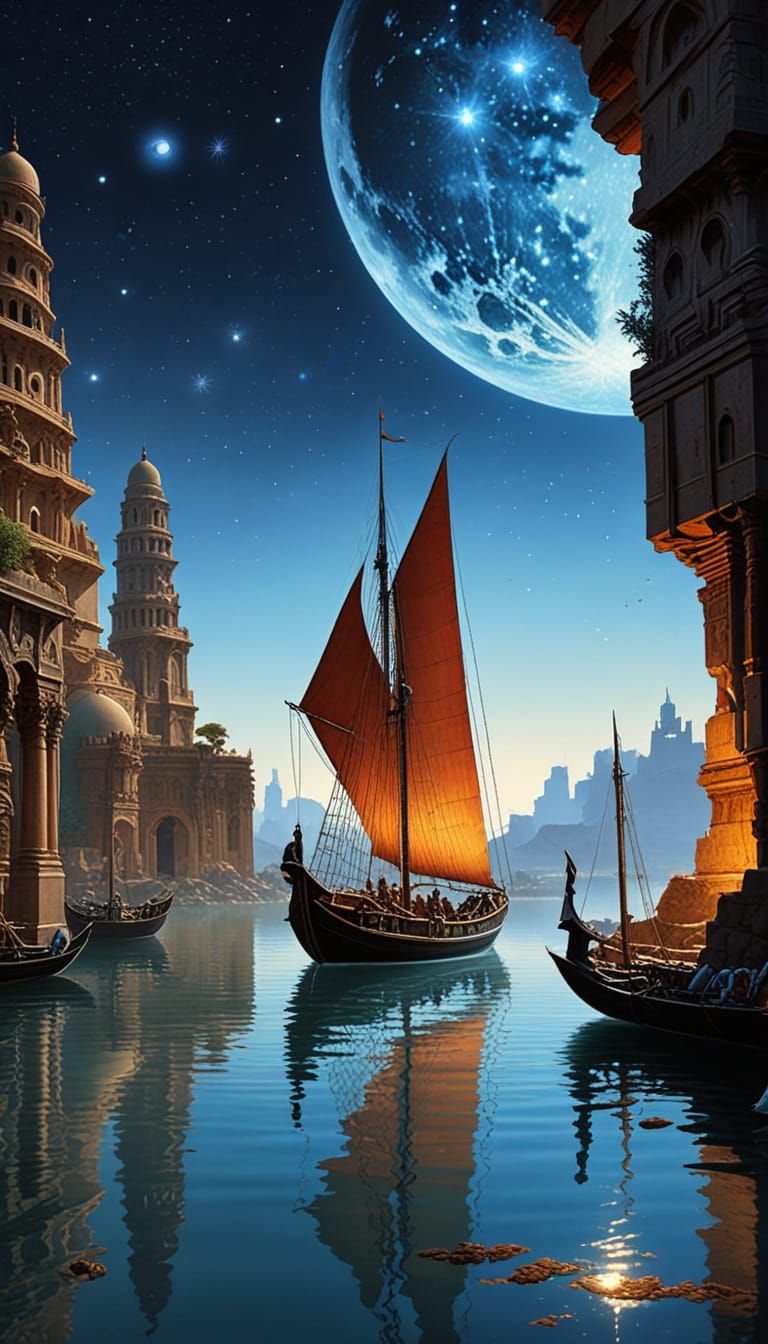 Ethereal Islamic Cityscape at Dusk in Hyperrealistic Style