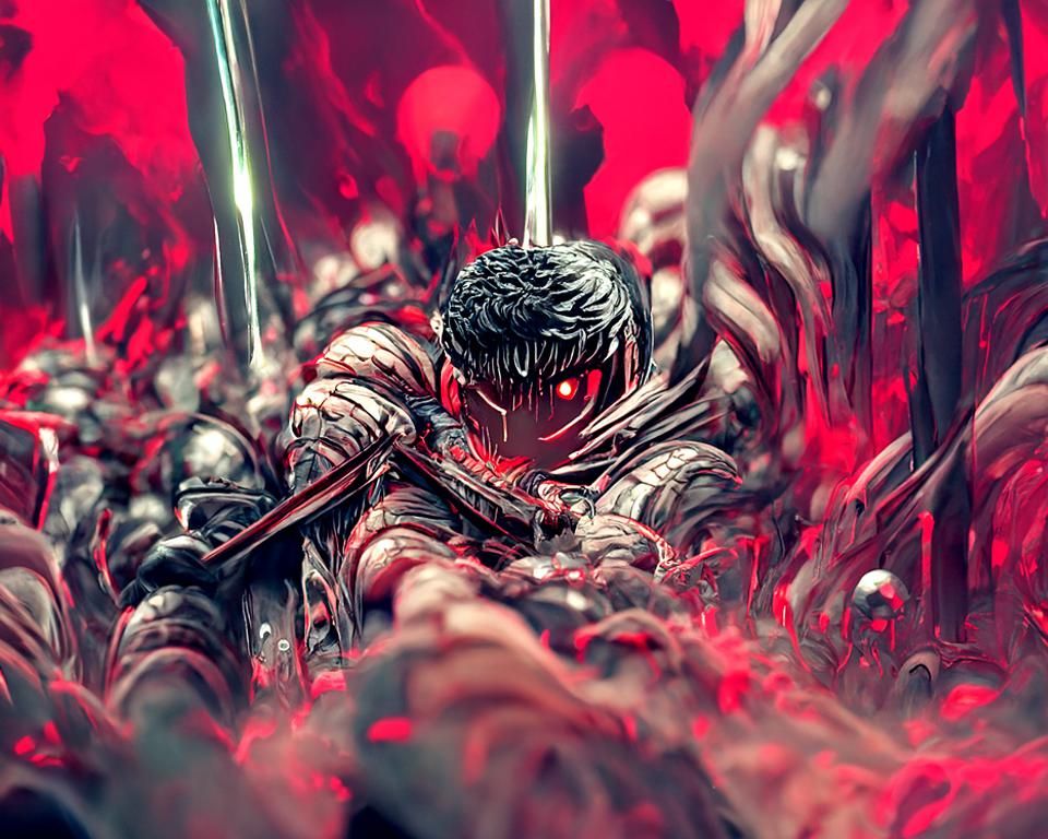 Berserk Warrior in Rage, Digital Art