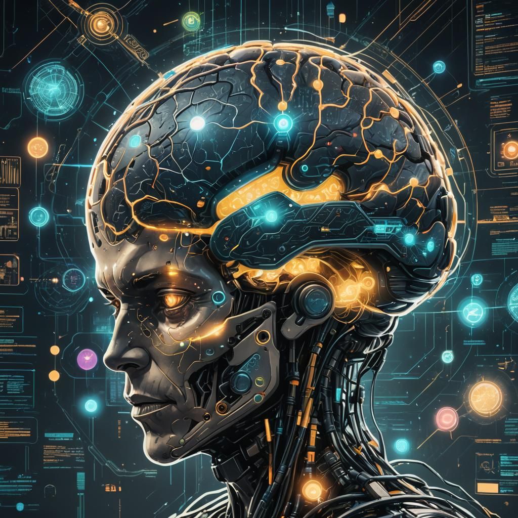 Cyberpunk Bioluminescent Brain Concept Art in 8K