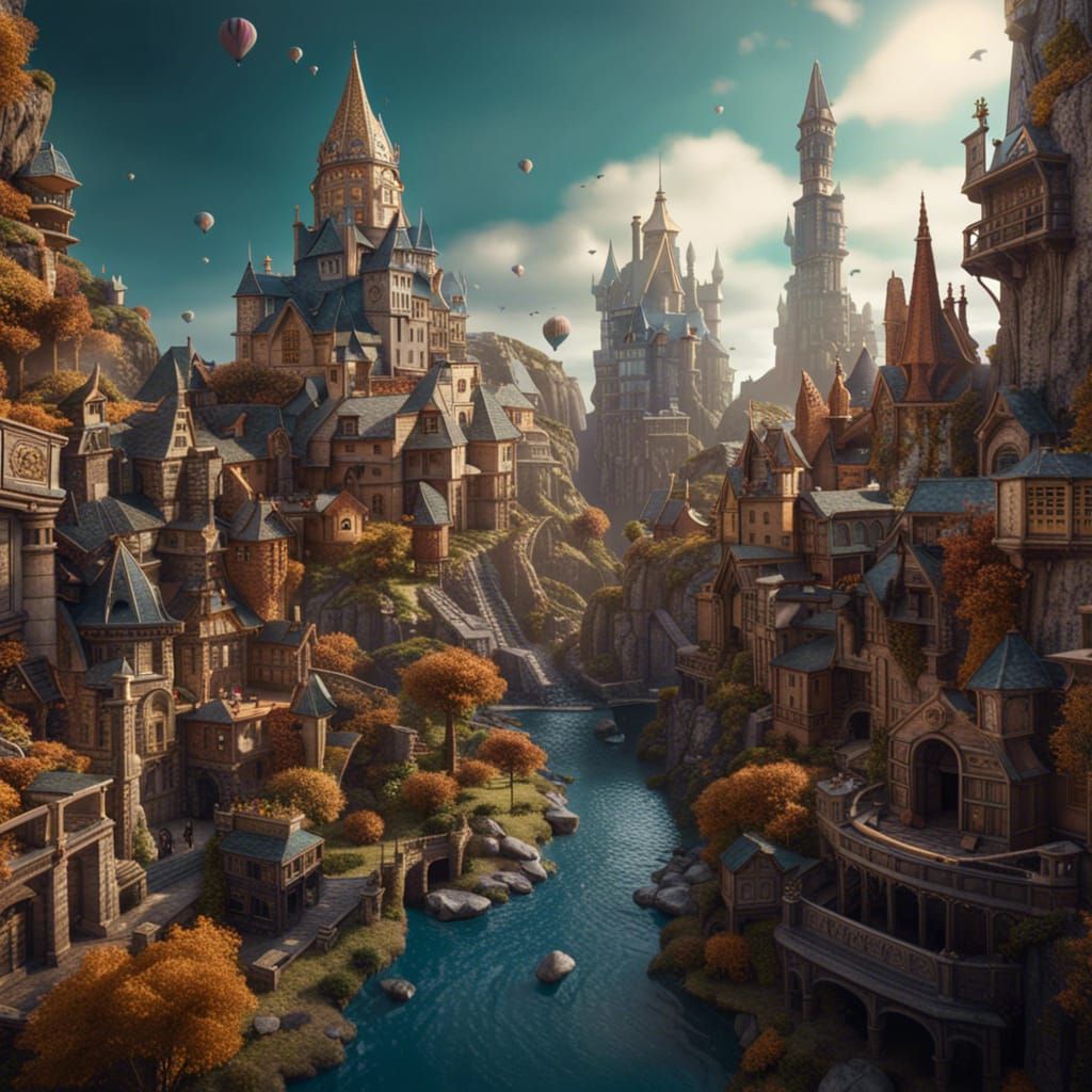 Fantastical Miniature World with Famous Landmarks