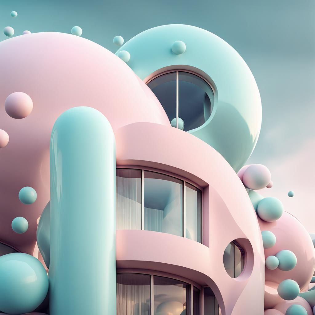 Abstract Bubble Architecture in Pastel Colors