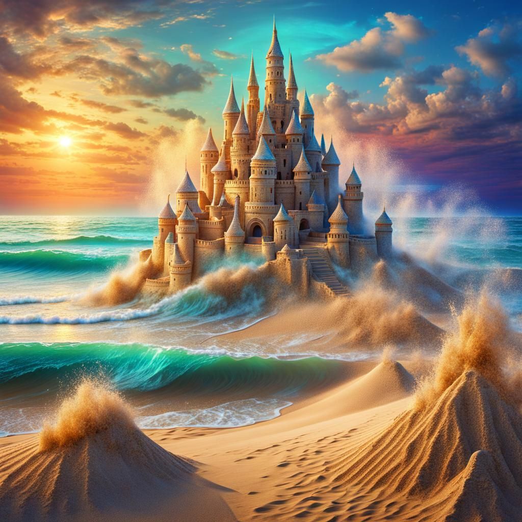 Fantastic Sand Castle Formed by Wind, Cosmic Illustration