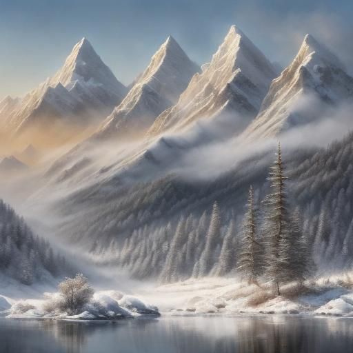 Watercolor Yeti Portrait in Winter Himalayan Landscape