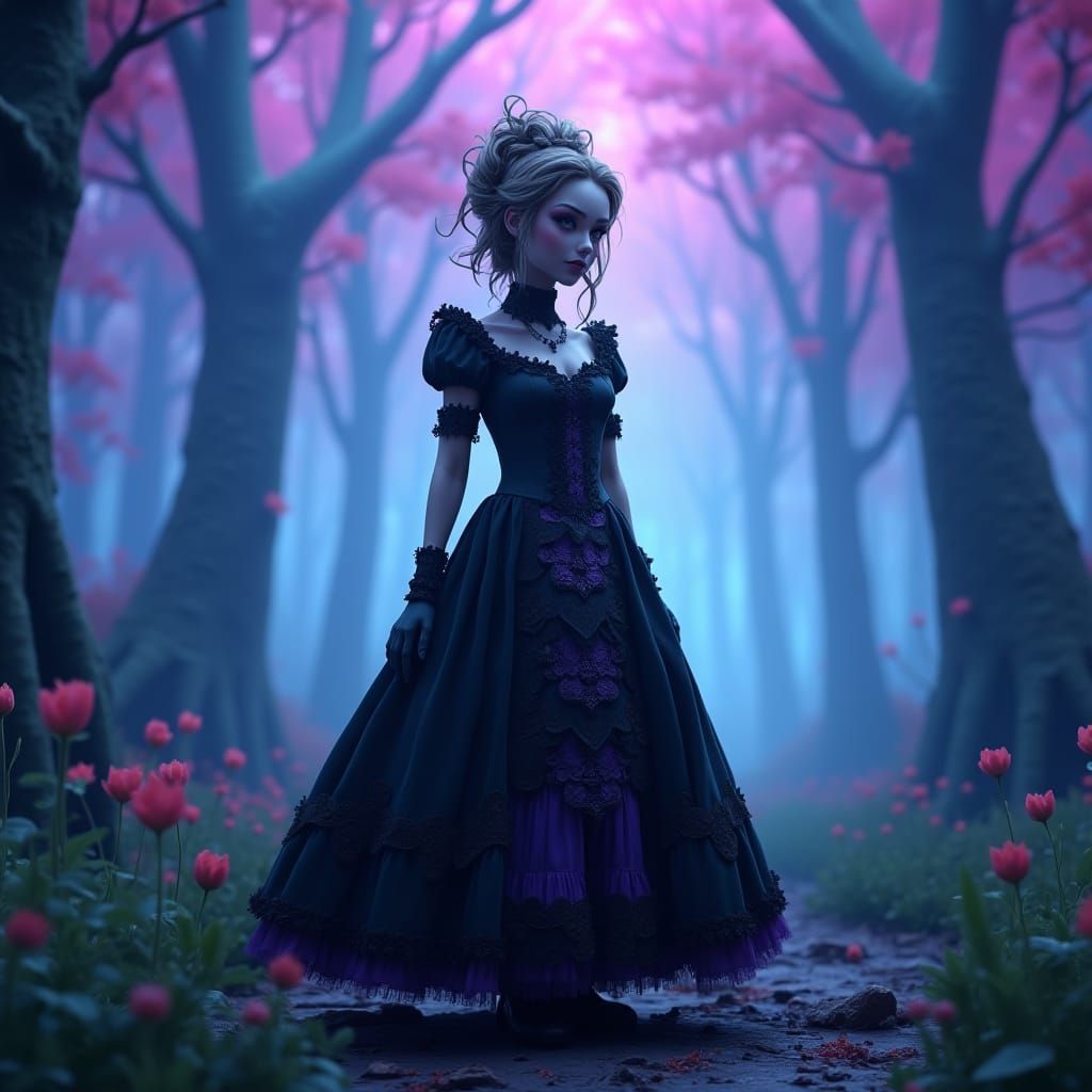Gothic Alice in Twisted Wonderland in 3D Style