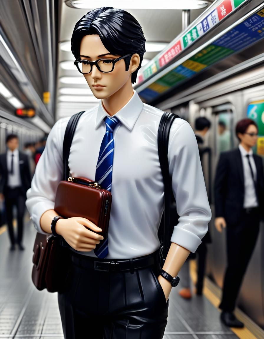 Ken Doll as Japanese Salaryman on Subway
