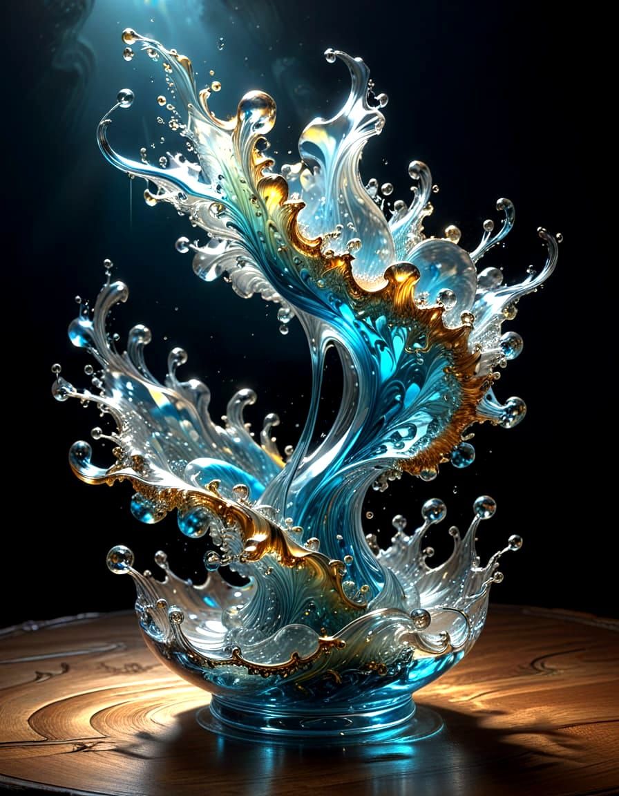 Magical Flowing Glass Dreams in Dramatic Light