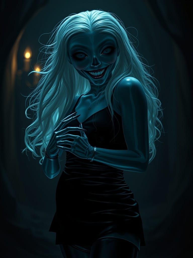 Glowing Alice from Wonderland in Dark Horror Portrait