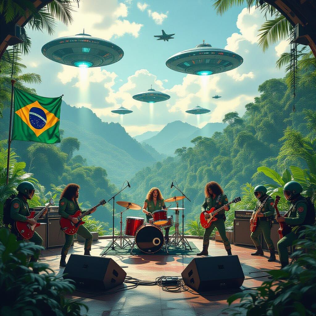 Rock Band Concert at Military Base with Aliens