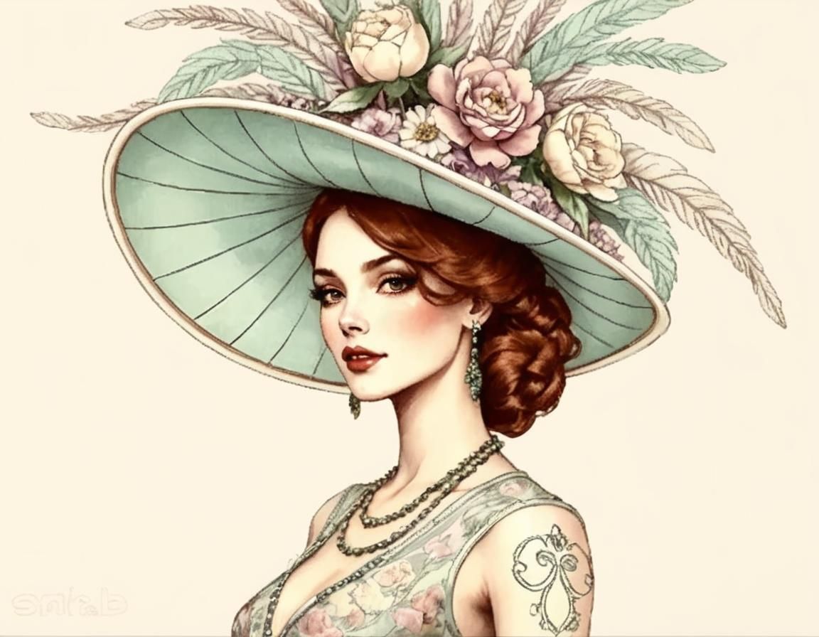 Elegant Woman in Floral Hat Portrait