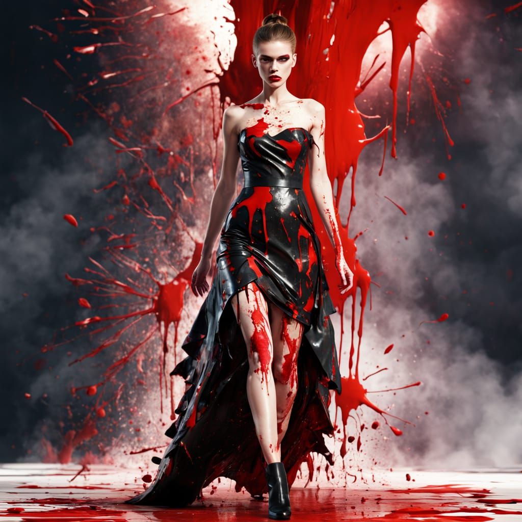 Dramatic Blood Splatter Runway Fashion