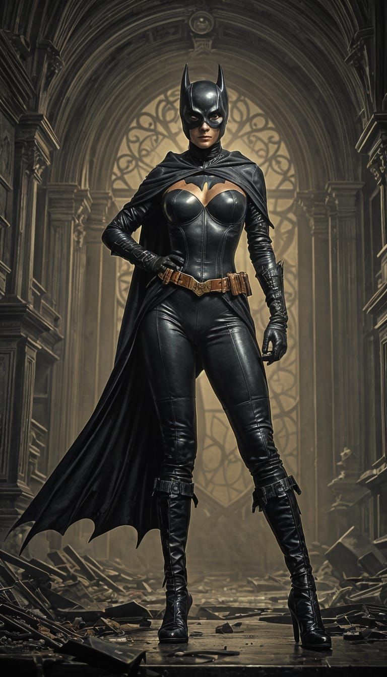 Victorian Batwoman in Mike Mignola Style