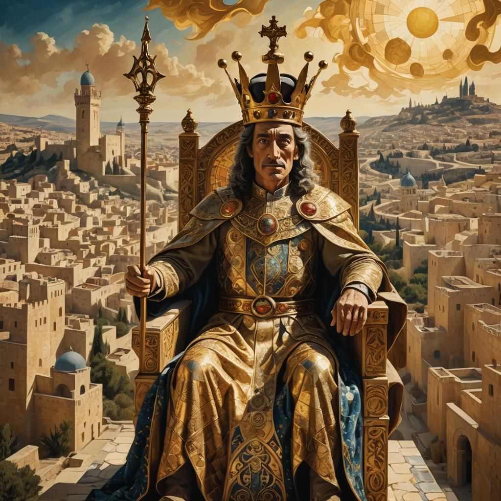 Regal Figure on Throne in Byzantine Art Style