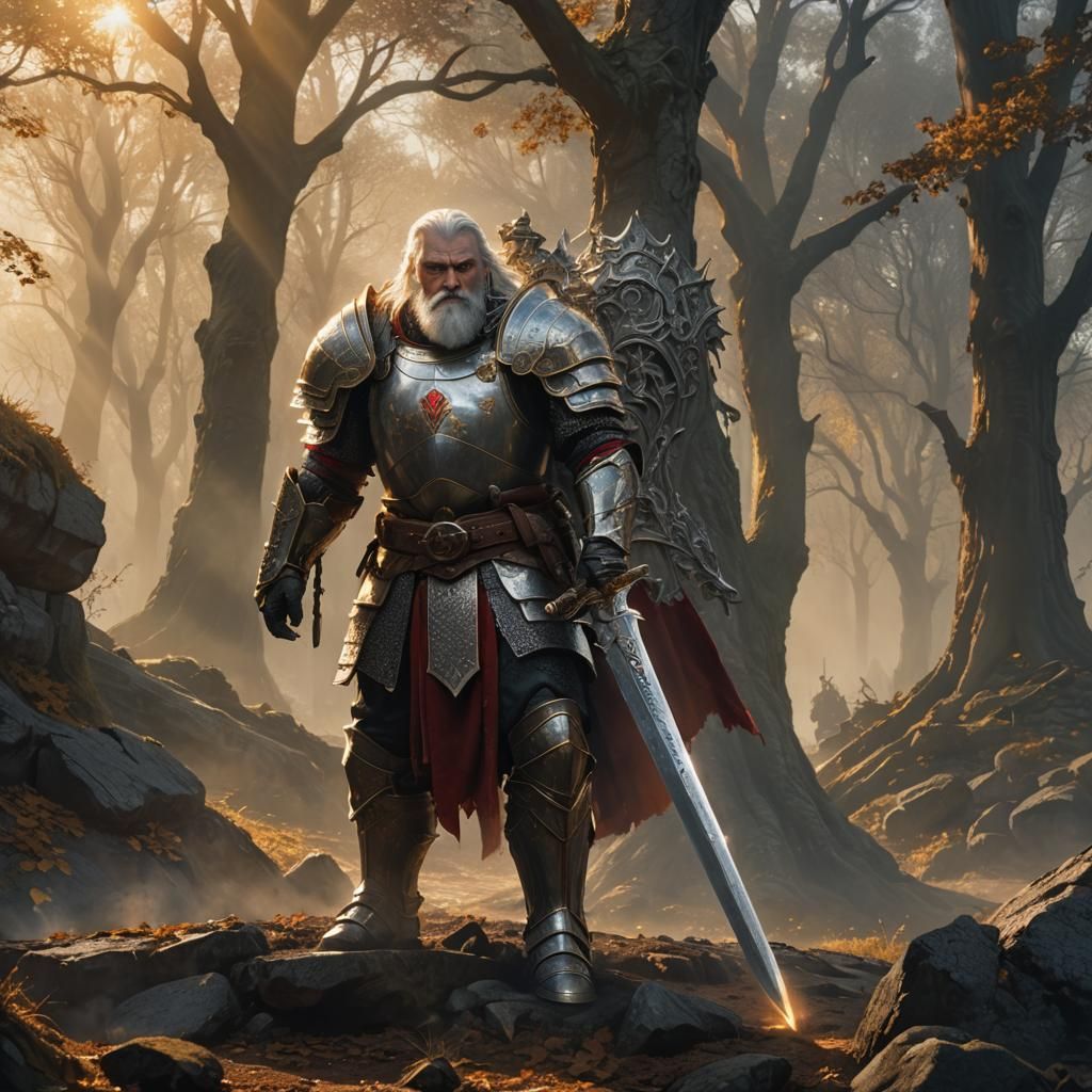 Heroic Dwarf Paladin in Misty Golden Light