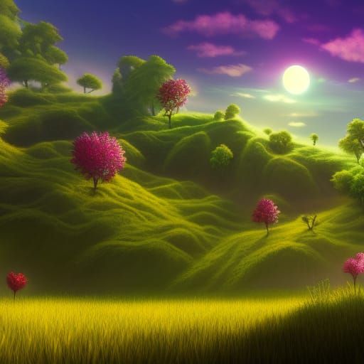 Glowing Four-Leaf Clover in a Fantasy Landscape