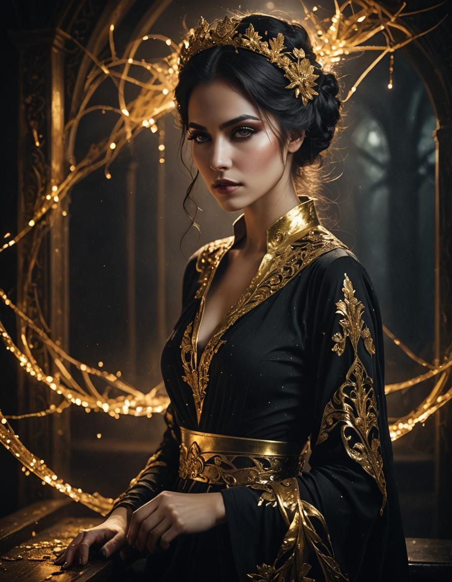 Gilded Beauty in western gown