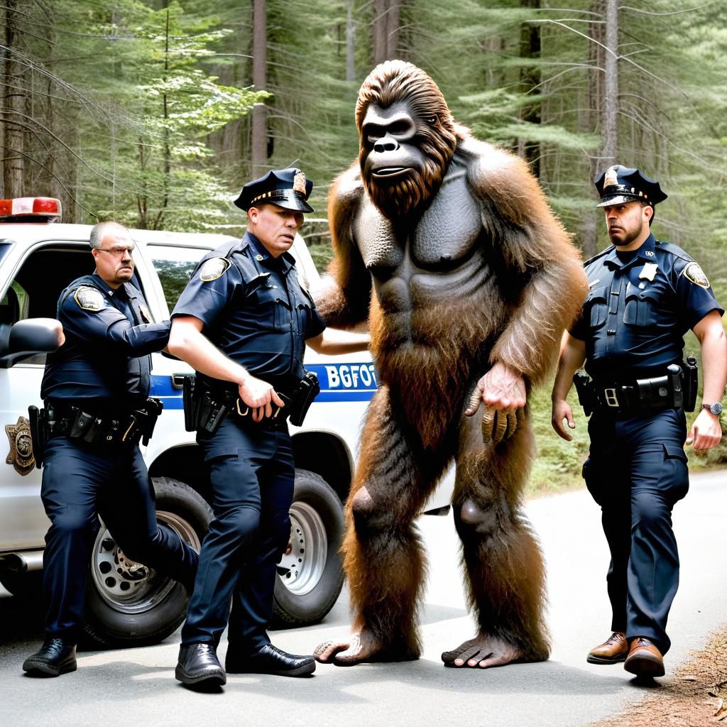 Bigfoot's Humorous Arrest by the Police