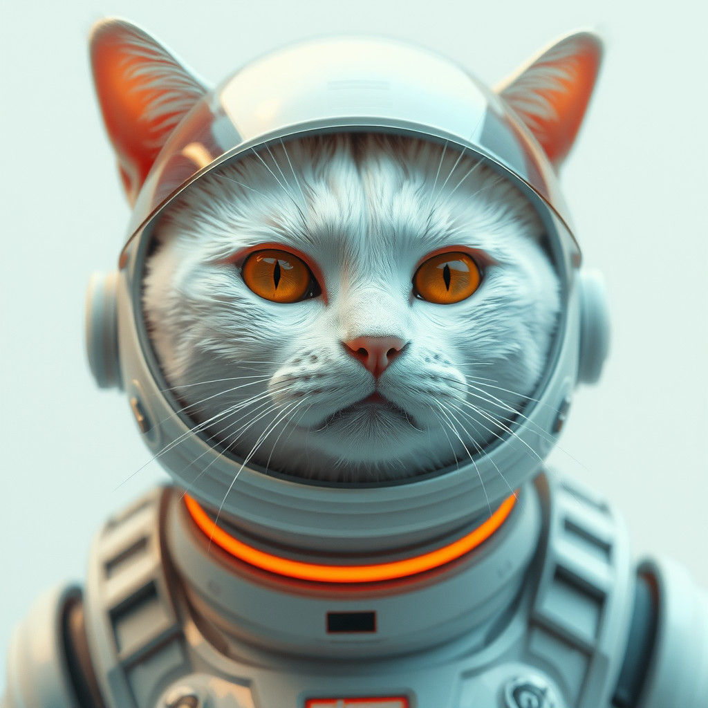 Cat in Astronaut Helmet: Retrofuturistic Sci-Fi Art