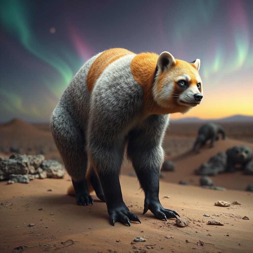 Majestic Xeno-Biological Coyote Being in Cyberpunk Concept A...