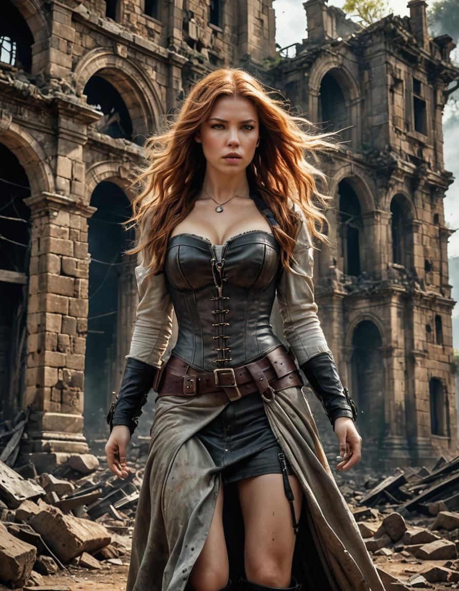 Post-Apocalyptic Adventurer in Ruins, Digital Art