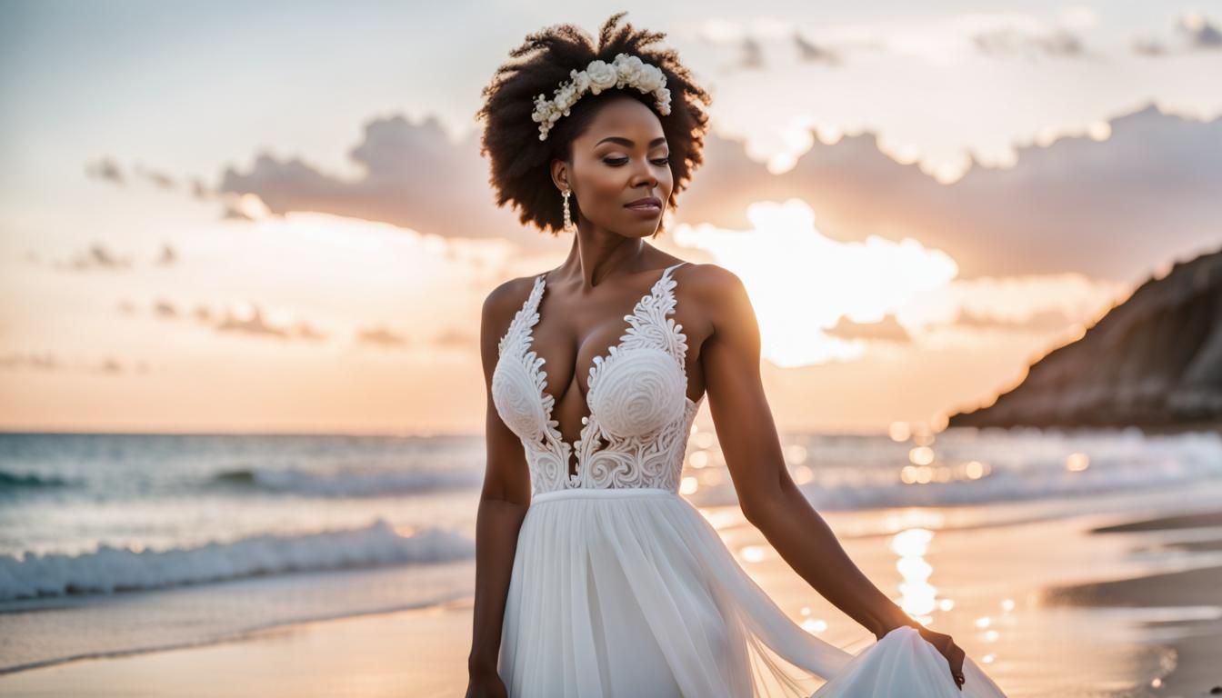 Beautiful Black Woman's Beach Wedding in 8k