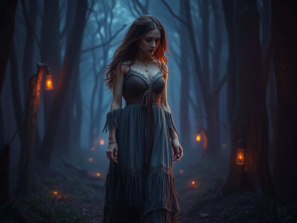 Enchanting Woman Emerges from Mystical Forest in Fairypunk S...