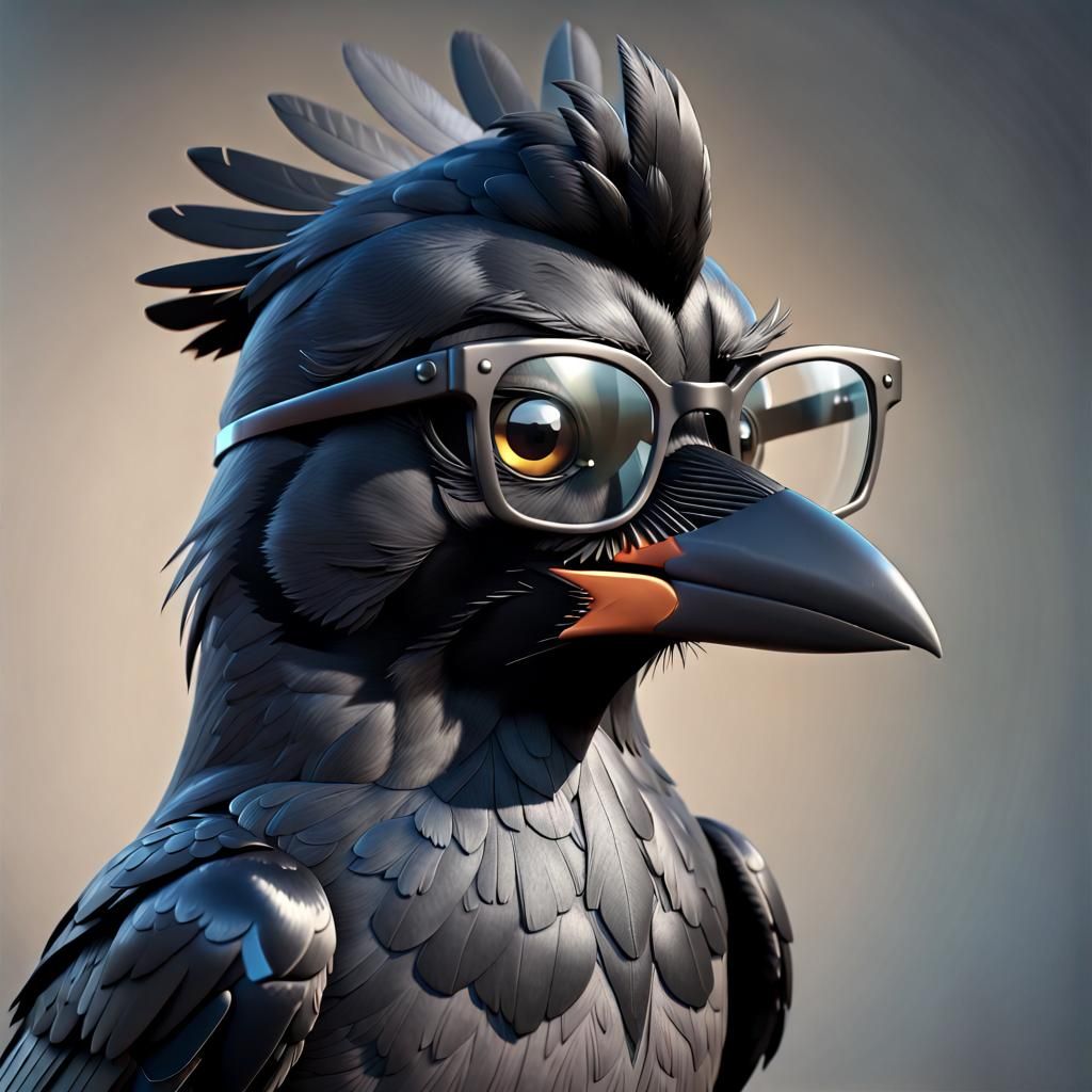 Jackdaw crow wearing glasses 8k resolution concept art Unity...