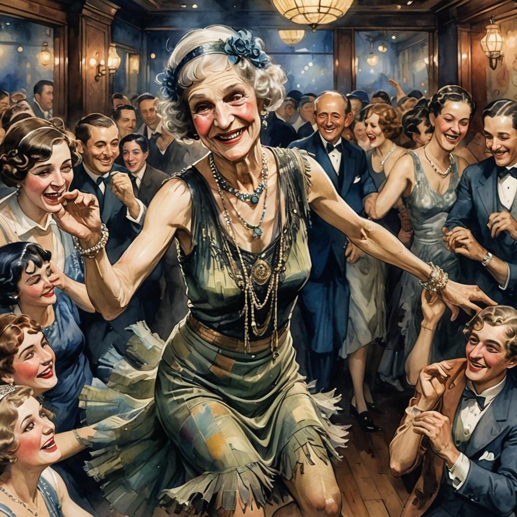 1920's Elderly Flapper Dancing at the Copacabana
