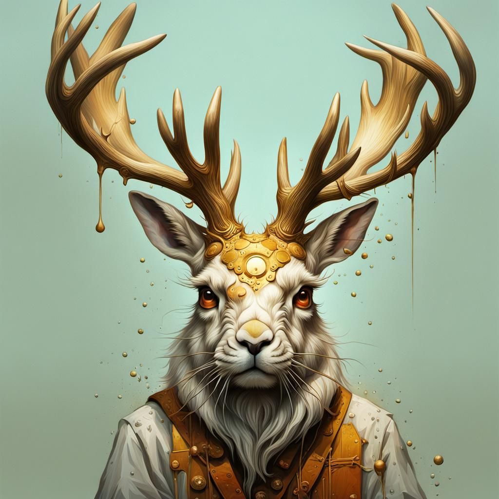 Hyperrealistic Jackalope Painting in Splash Art Style