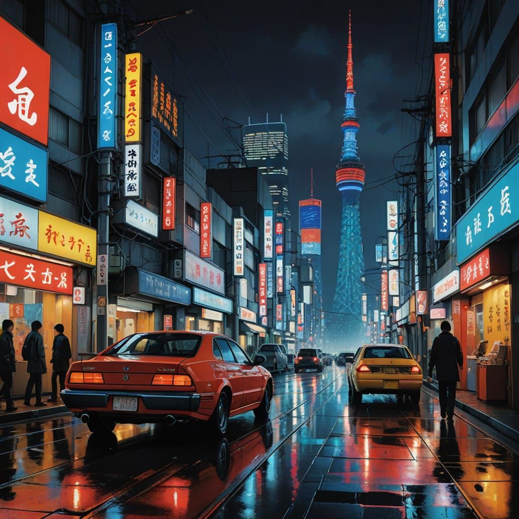 Cyberpunk Tokyo Cityscape at Night