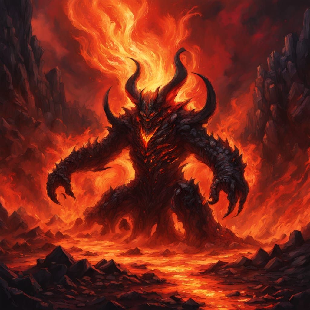 Hellish Inferno Landscape Digital Painting