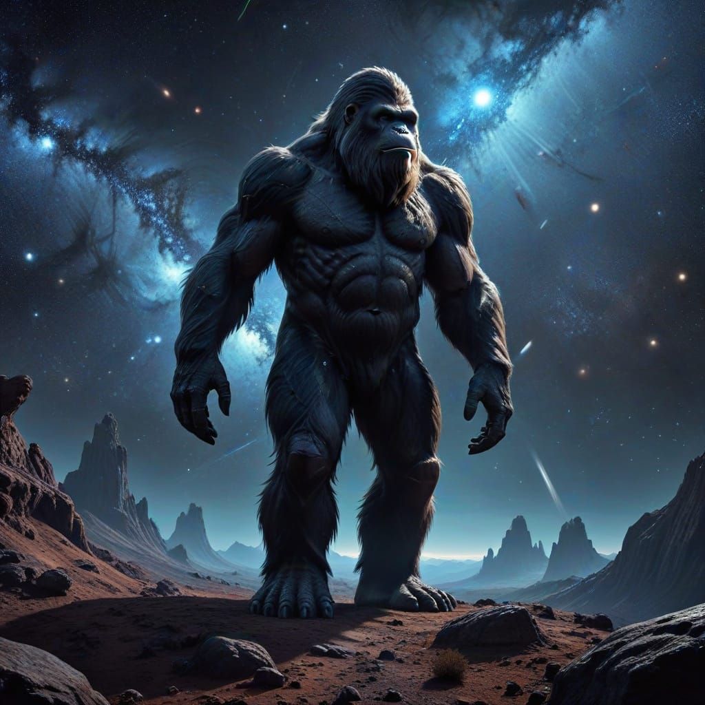 Bigfoot on Distant Planet in Deep Space