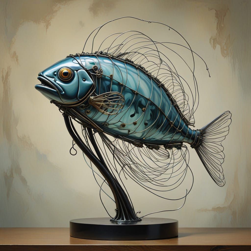 Wire sculpture herring