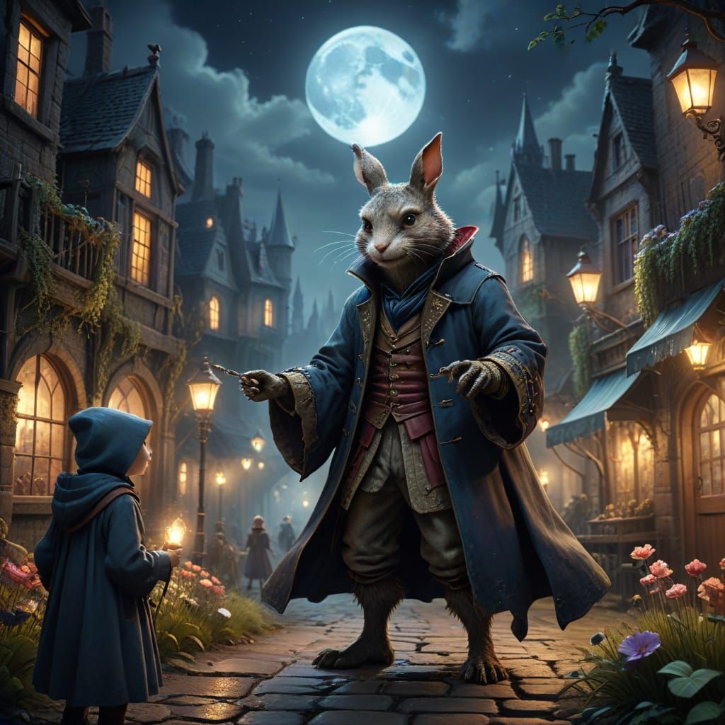 Shadow Puppeteer Controls Shadow Monster in Watercolor