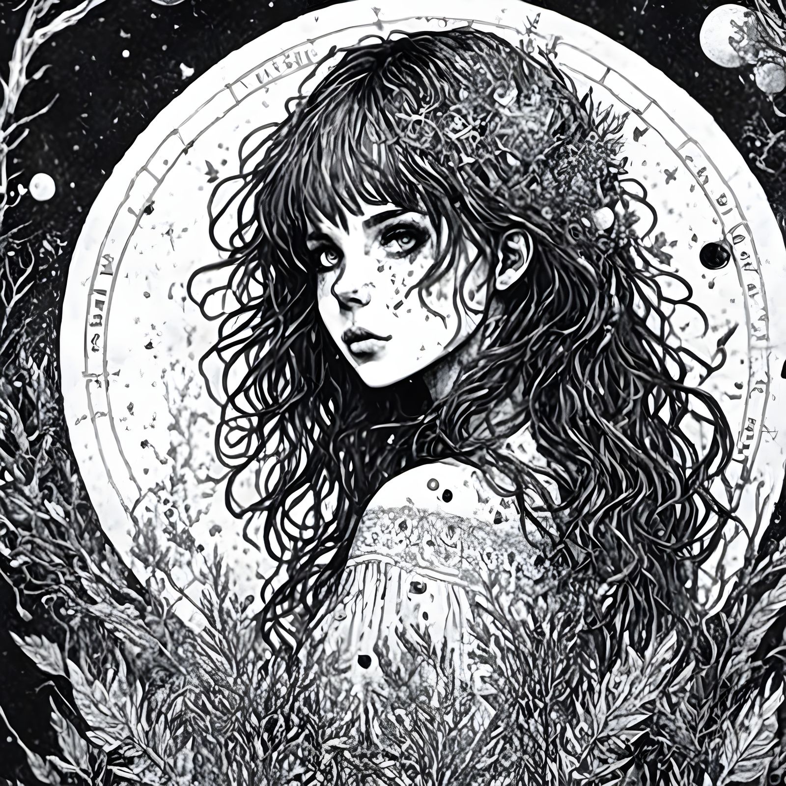 Alice in Wonderland Nebula Painting: Line Art