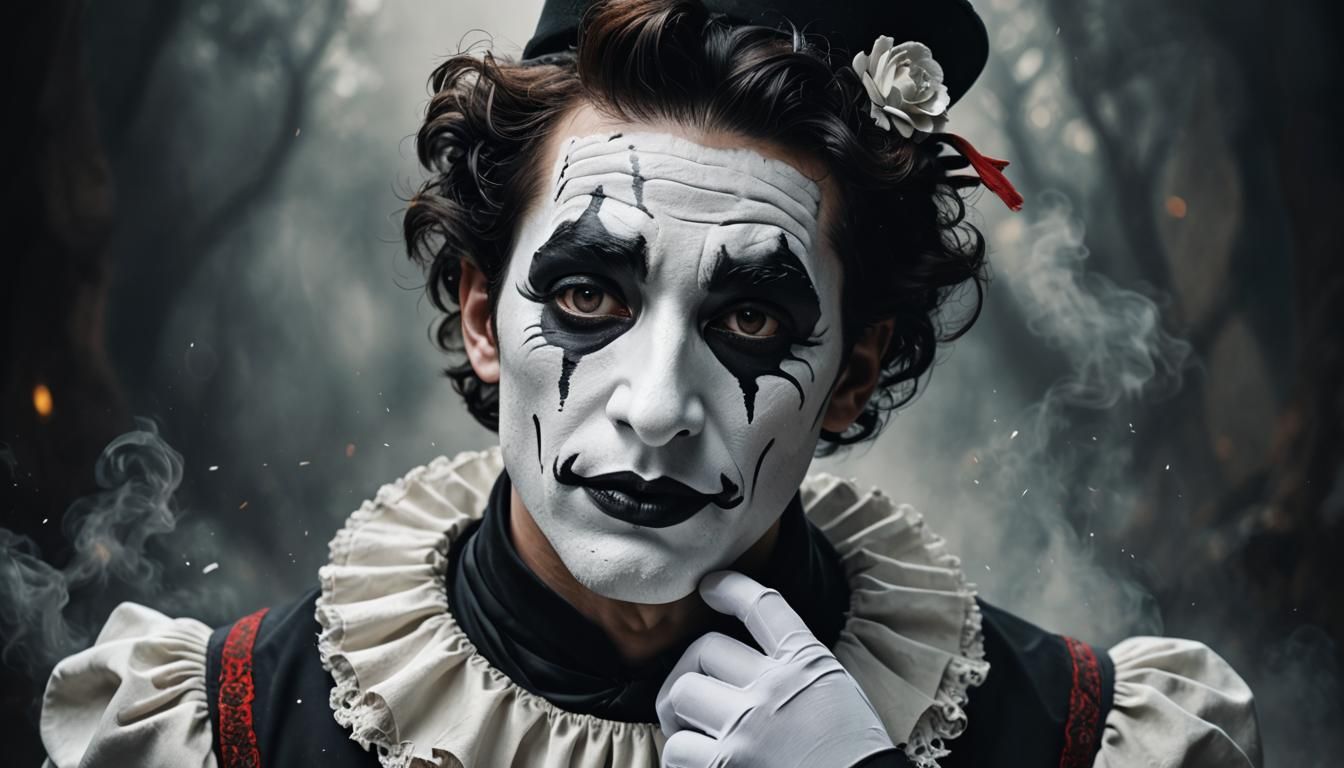 Monochrome Mime Portrait as Detailed Matte Painting