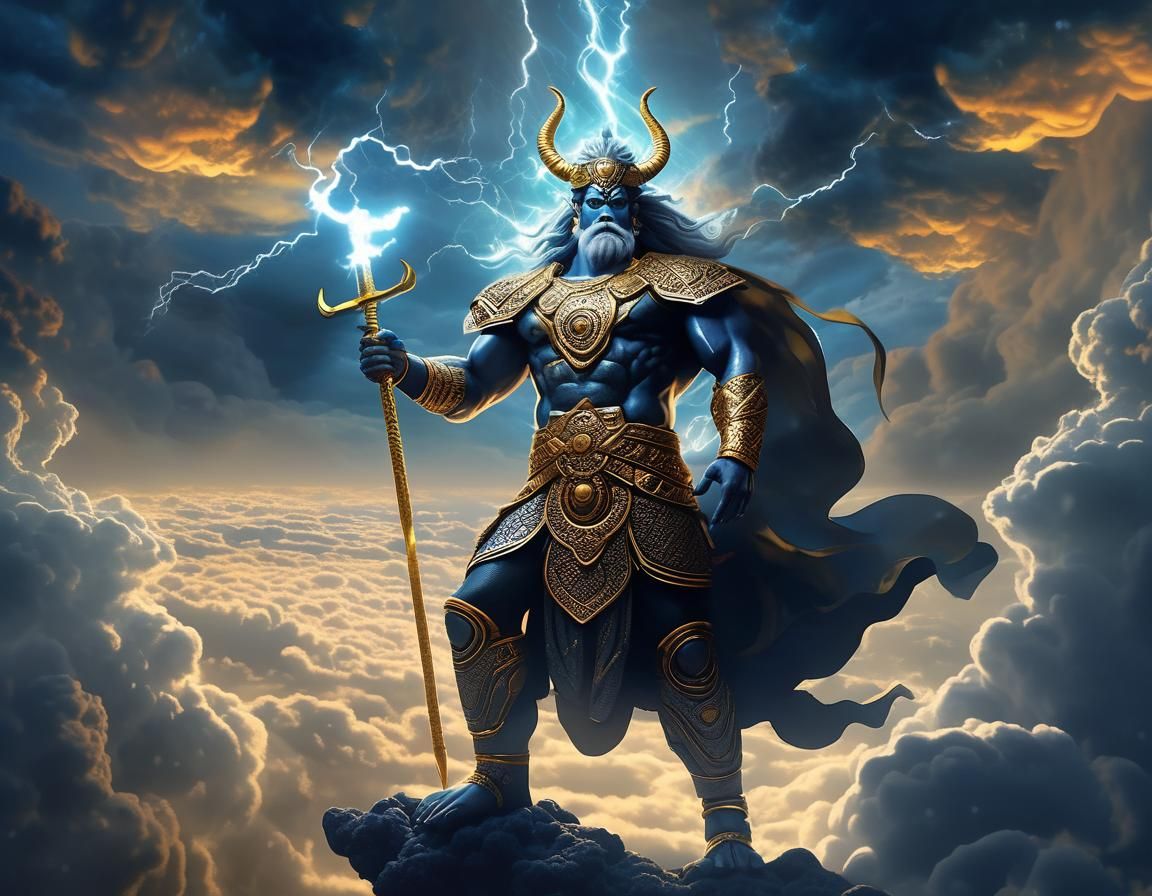 Biopunk Lord Indra, God of Thunder and Lightning