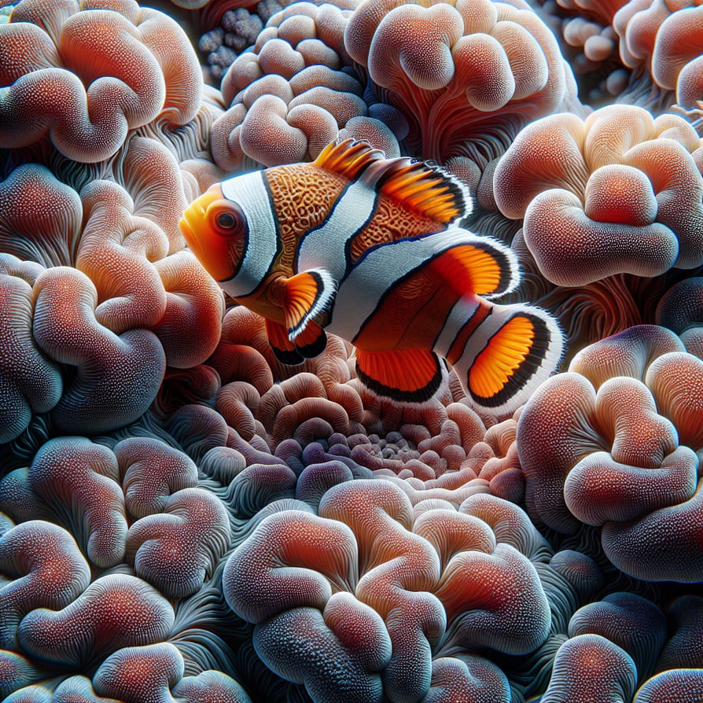 Clownfish Swimming in a Colorful Coral Reef