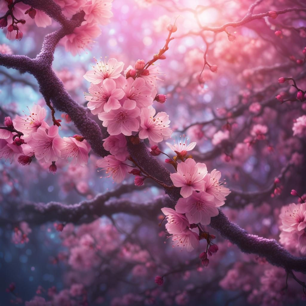 Neon Cherry Blossoms: A Biomechanical Macroshot