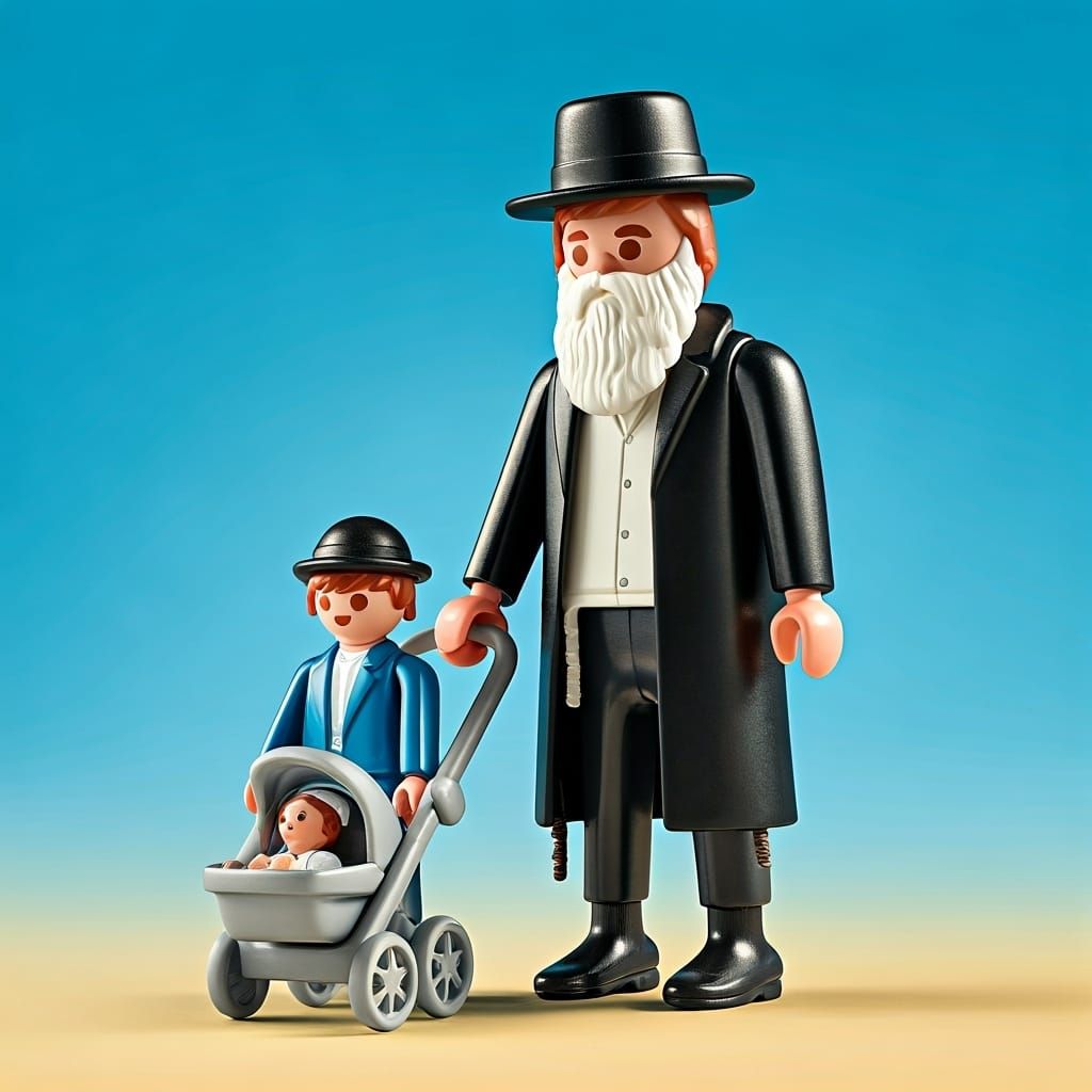 Playmobil Style Hasidic Family Scene