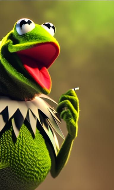 Muscular Kermit the Frog in Anime Style