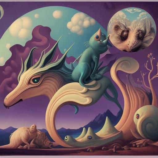 Surreal Animals in Post-Surrealist Style