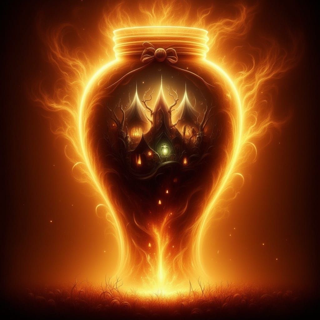 Glass Jar Dreamscape in Surrealist Style