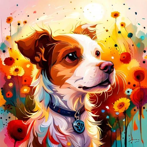 Dog Toddler Portrait in Whimsical Digital Art Style